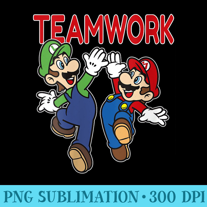 Super Mario Luigi Teamwork High Five Classic - PNG Download Design - Fashionable and Fearless
