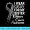 I Wear Gray For My Sister Brain Cancer Awareness Family - Transparent PNG Download - Stunning Sublimation Graphics
