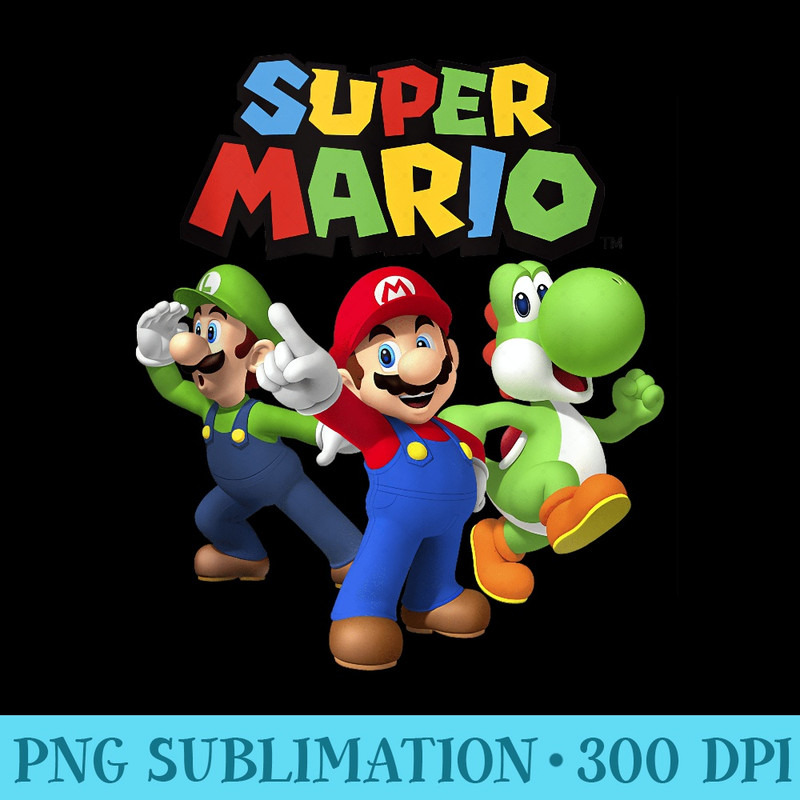 Super Mario Luigi Mario And Yoshi Group Shot - Shirt Drawing PNG - Trendsetting And Modern Collections