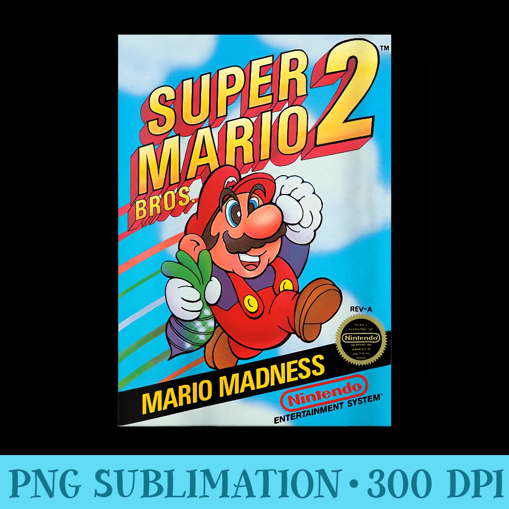Super Mario Bros 2 Retro Box Art - Fashionable Shirt Design - Perfect for Sublimation Mastery