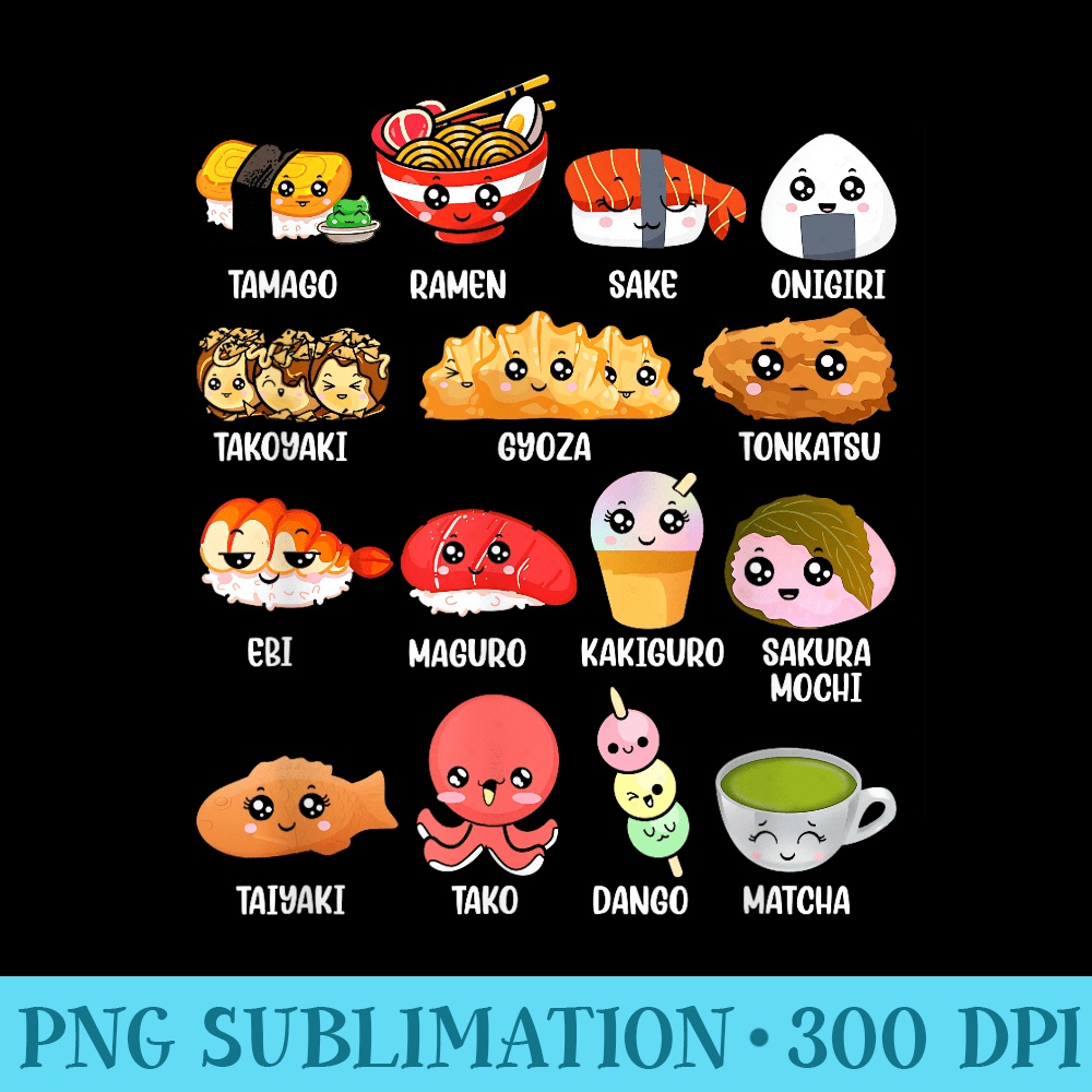 Funny Japanese Asian Food Fan Kawaii Ramen Sushi Japan Lover - Transparent Shirt Design - Unlock Vibrant Sublimation Designs