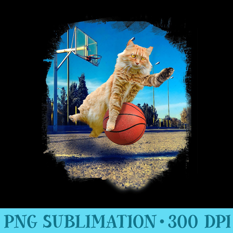 Maine Coon Cat Playing Basketball - Transparent PNG File Download - Vibrant and Eye-Catching Typography