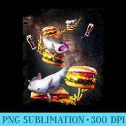 galaxy axolotl on burger space cheeseburger axolotl - sublimation backgrounds png