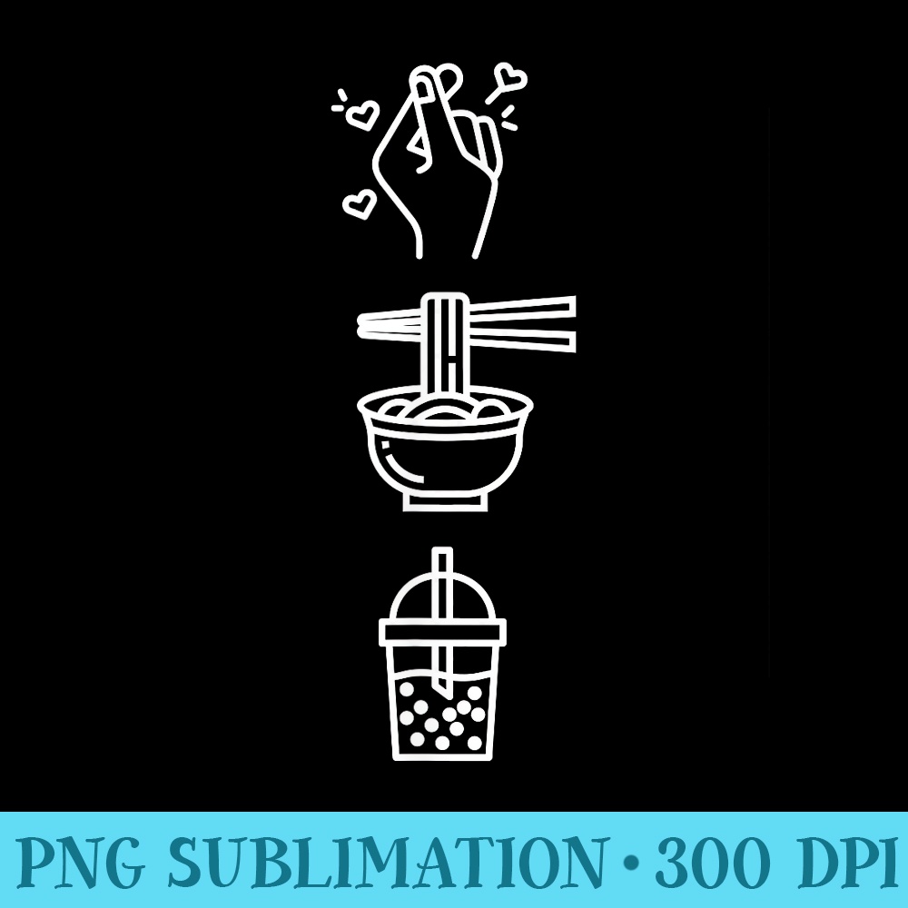 Cute Kawaii KPop Ramen Boba Bubble Tea KDrama Lover - Sublimation patterns PNG - Vibrant and Eye-Catching Typography