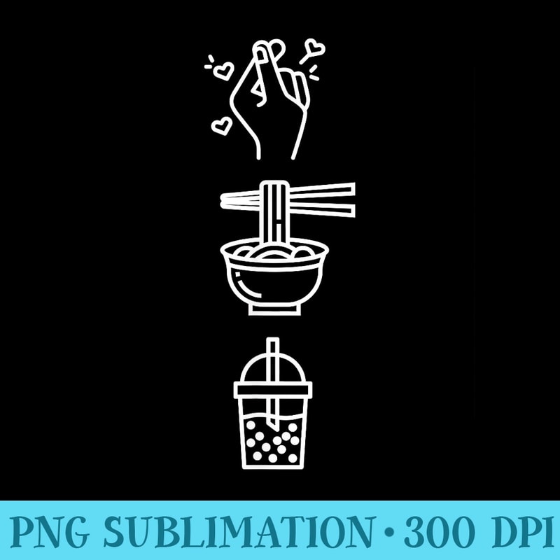 Cute Kawaii KPop Ramen Boba Bubble Tea KDrama Lover - Sublimation patterns PNG - Vibrant and Eye-Catching Typography