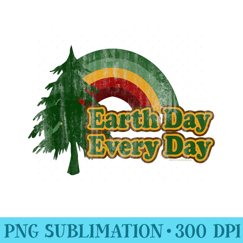 Earth Day Every Day Cool Vintage Rainbow Earth Day - Printable PNG Graphics - Spice Up Your Sublimation Projects
