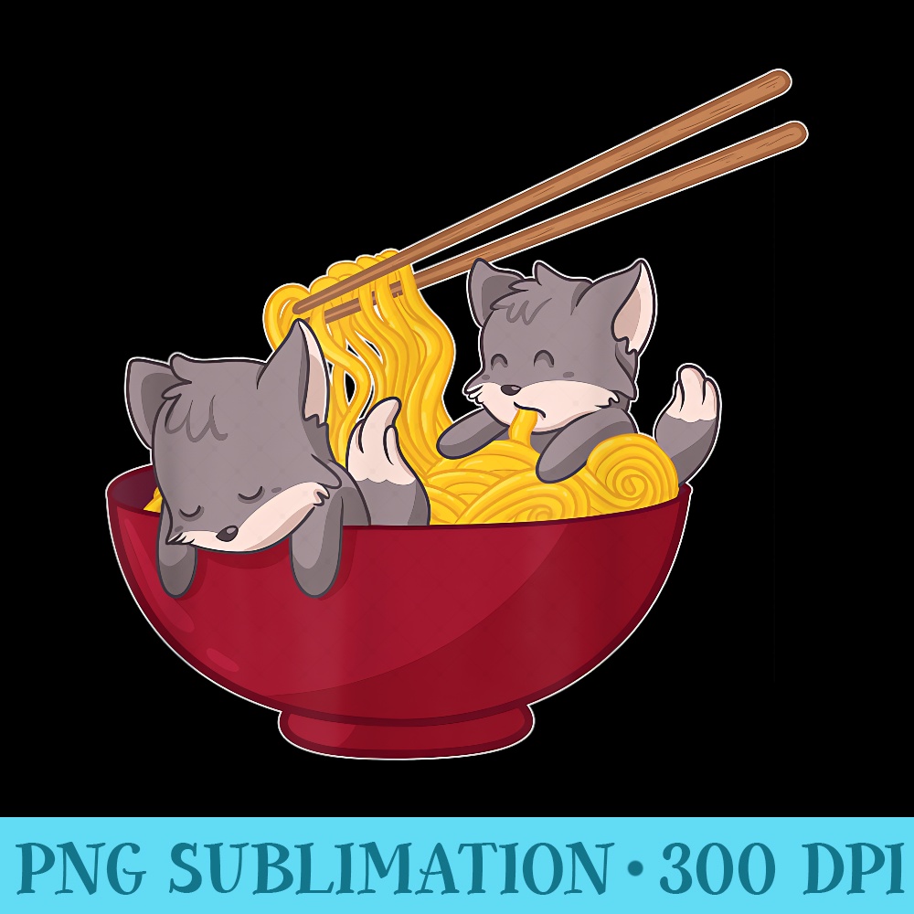 Kawaii Anime Japanese Ramen Noodles Furry Grey Wolf - Download PNG Files - Bold & Eye-catching
