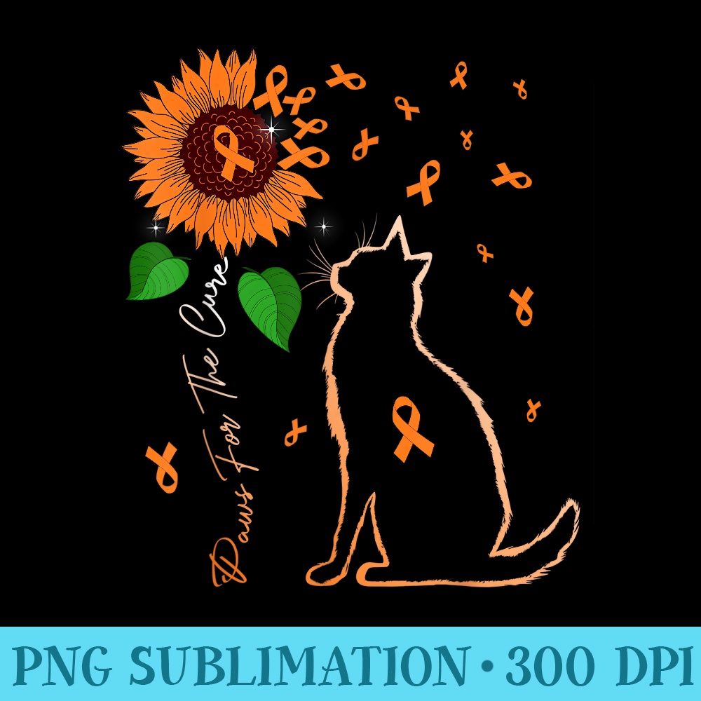 Paws For The Cure Cat With Orange Ribbon Multiple Sclerosis - Free PNG Download - Vibrant and Eye-Catching Typography