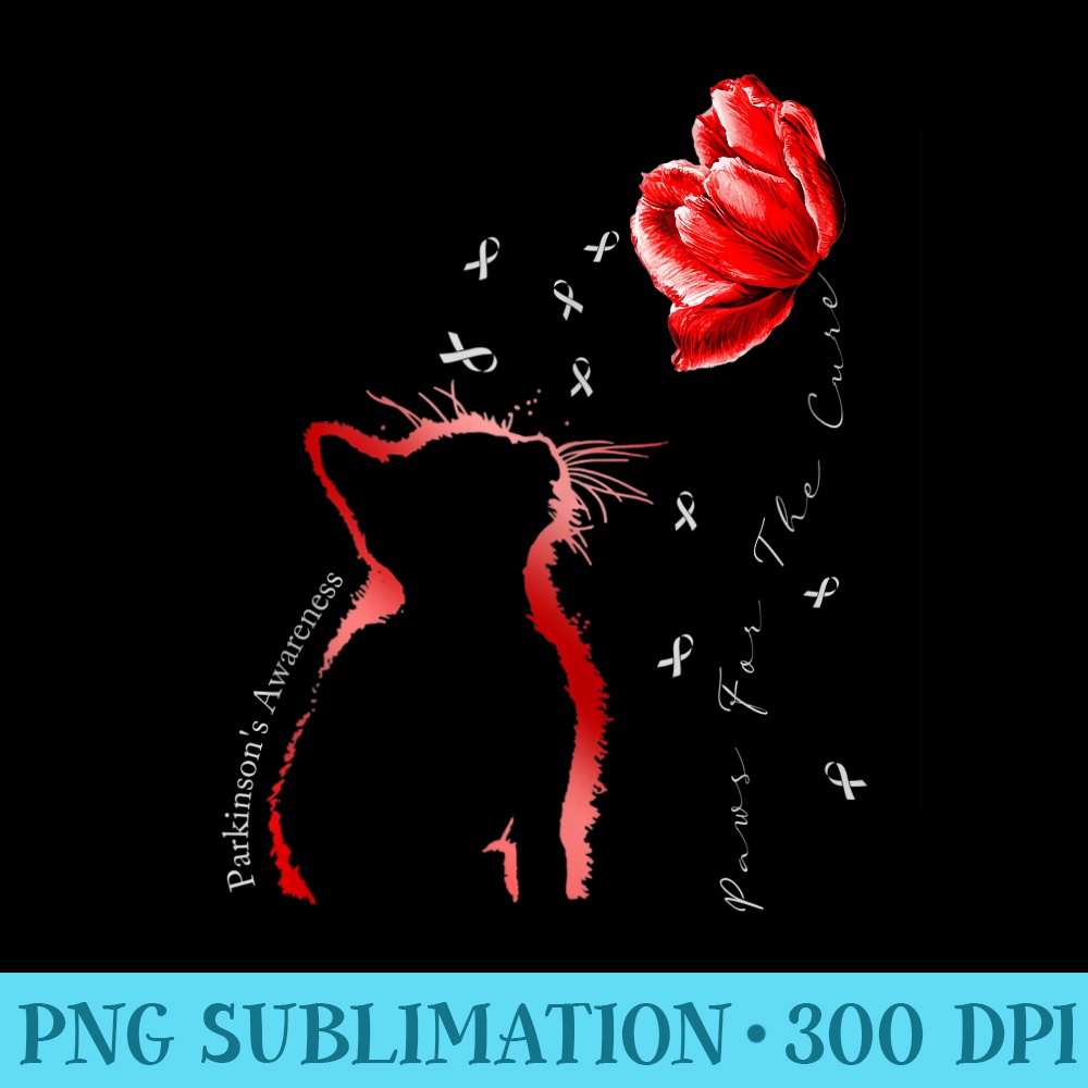 Red Tulip Cat Paws For The Cure Parkinsons Awareness - Shirt Artwork Download - Create with Confidence