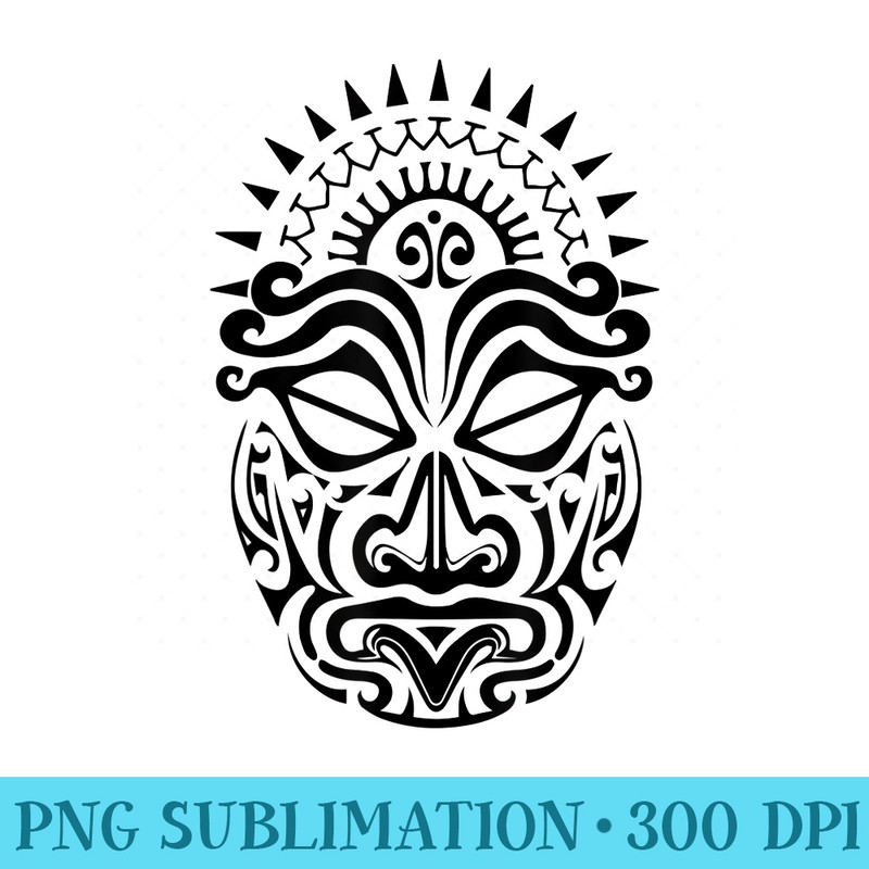 Maori Polynesian Tattoo HAKA Dance Face Mask Head - Shirt Design PNG - Lifetime Access To Purchased Files