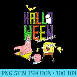 spongebob squarepants halloween screams with patrick gary - shirt printing template png