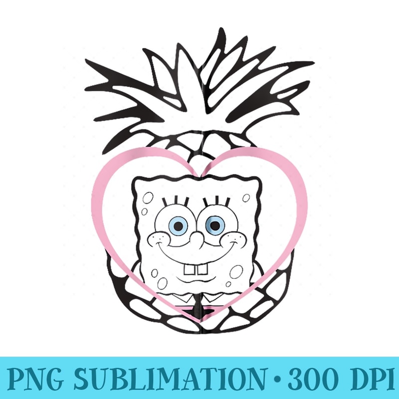 SpongeBob SquarePants Pineapple Heart Portrait - Shirt Clipart Free PNG - High Resolution And Print-Ready Designs