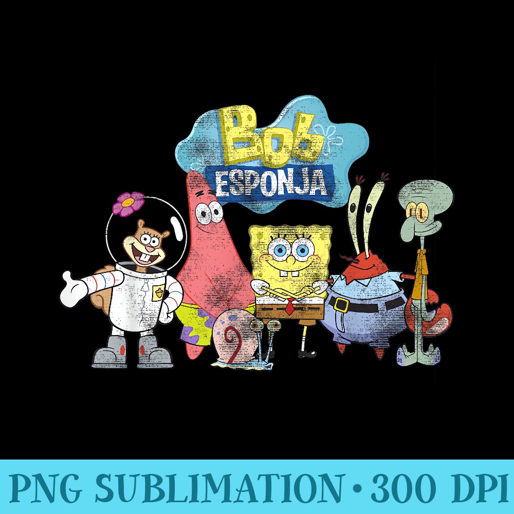 SpongeBob SquarePants Bob Esponja Happy Group Shot - Shirt Artwork PNG - Trendsetting And Modern Collections