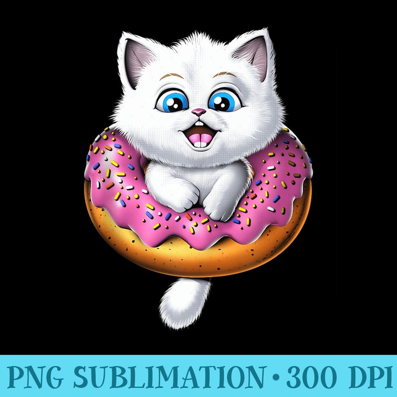 Cute Kawaii Cat Donut Funny Doughnut - High resolution PNG download - Unique And Exclusive Designs