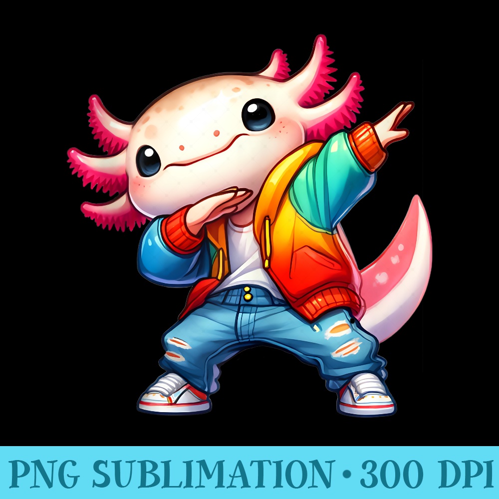 Cool Dabbing Axolotl Kawaii Anime Art Style Cute Axolotl - Shirt Artwork Download - Eco Friendly And Sustainable Digital Products