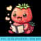 cute anime strawberry fruit reading library book kawaii art - Unique Sublimation PNG Download - Transform Your Sublimation Creations