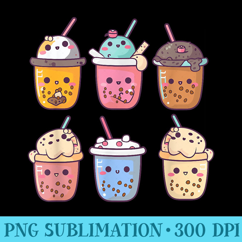 Super Cute Boba Bubble Tea with Chocolate Vanilla Toppings - Shirt Clipart Free PNG - Revolutionize Your Designs