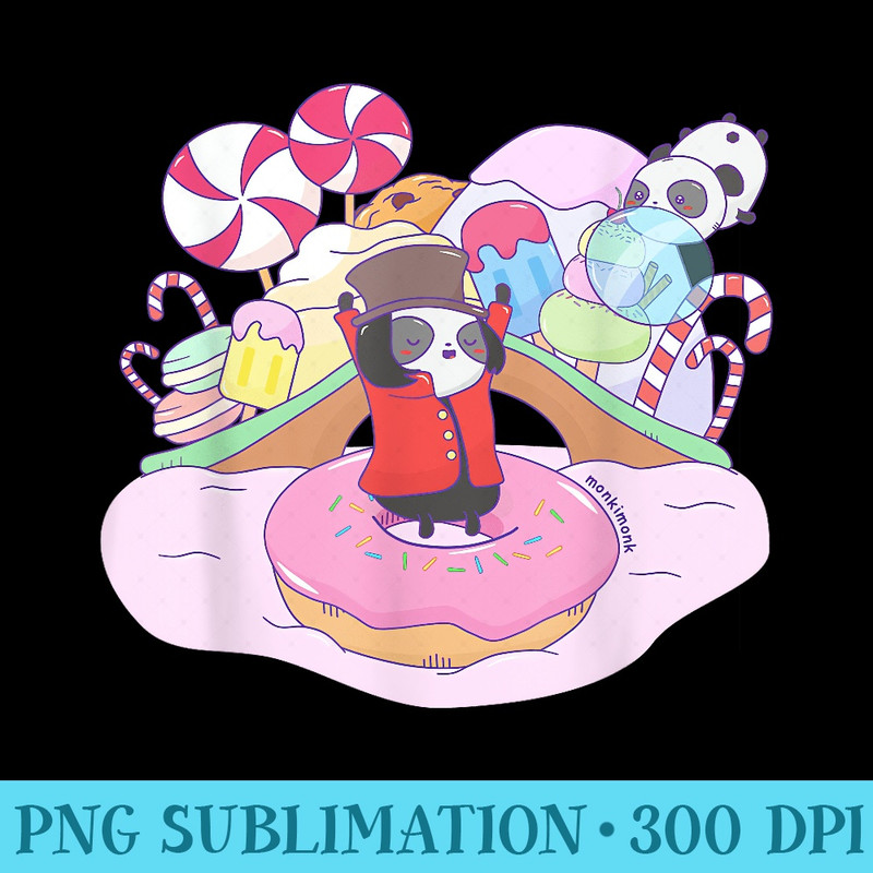 Wizard Panda in the Candy Land Chocolate Factory - Sublimation designs PNG - Eco Friendly And Sustainable Digital Products
