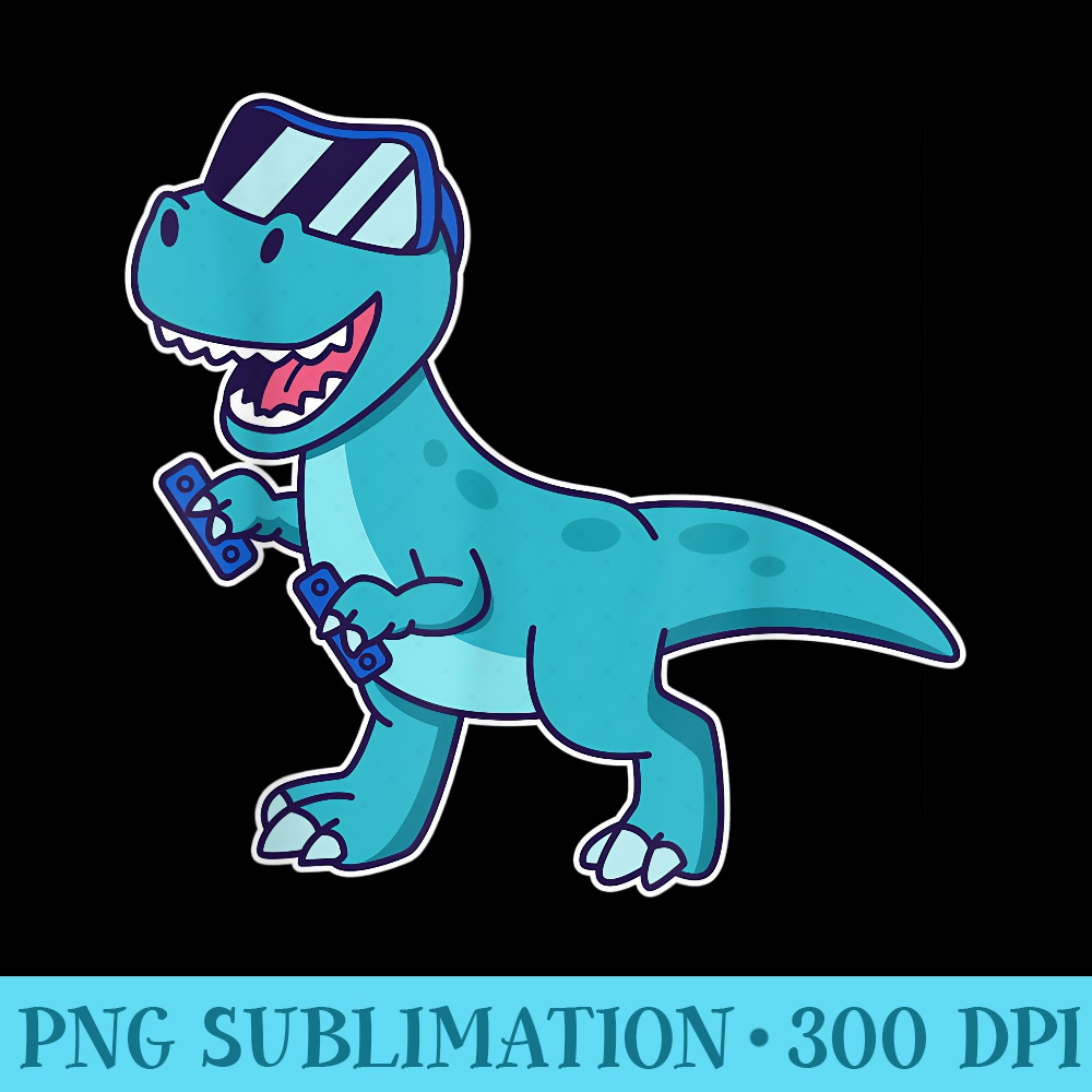 Kawaii TRex Dinosaur Gamer in VR World VR Headset - PNG Download Clipart - Unleash Your Creativity