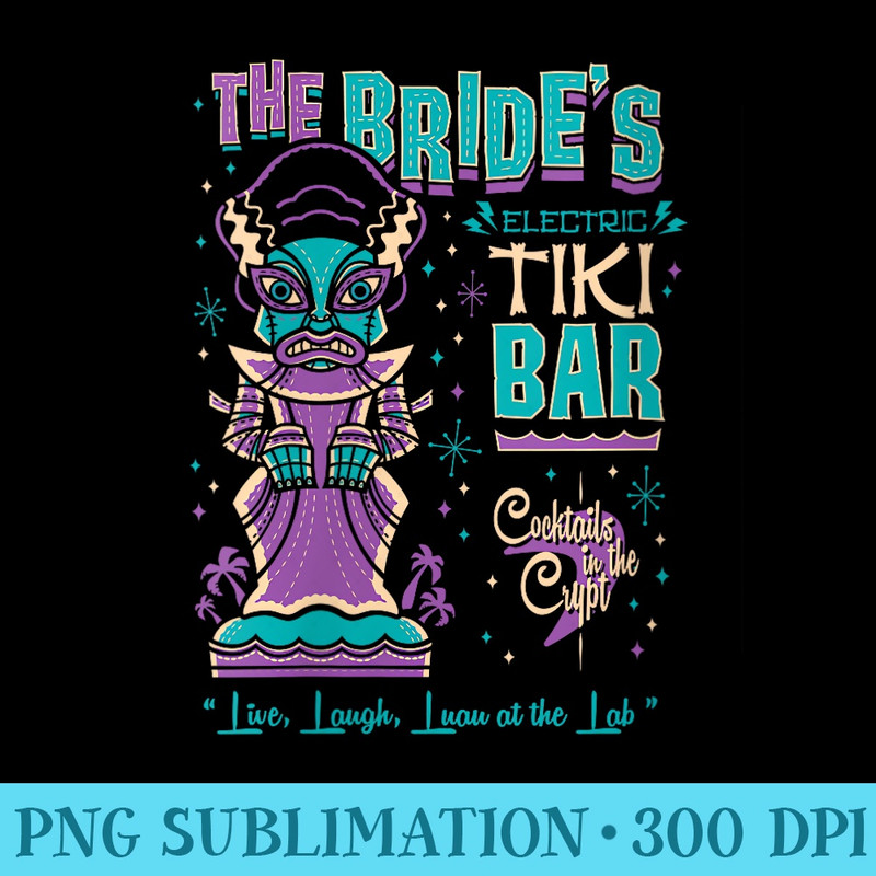 Bride of Frankenstein Tiki Bar Vintage Creepy Cute Surf - Mug Sublimation PNG - Perfect for Sublimation Mastery