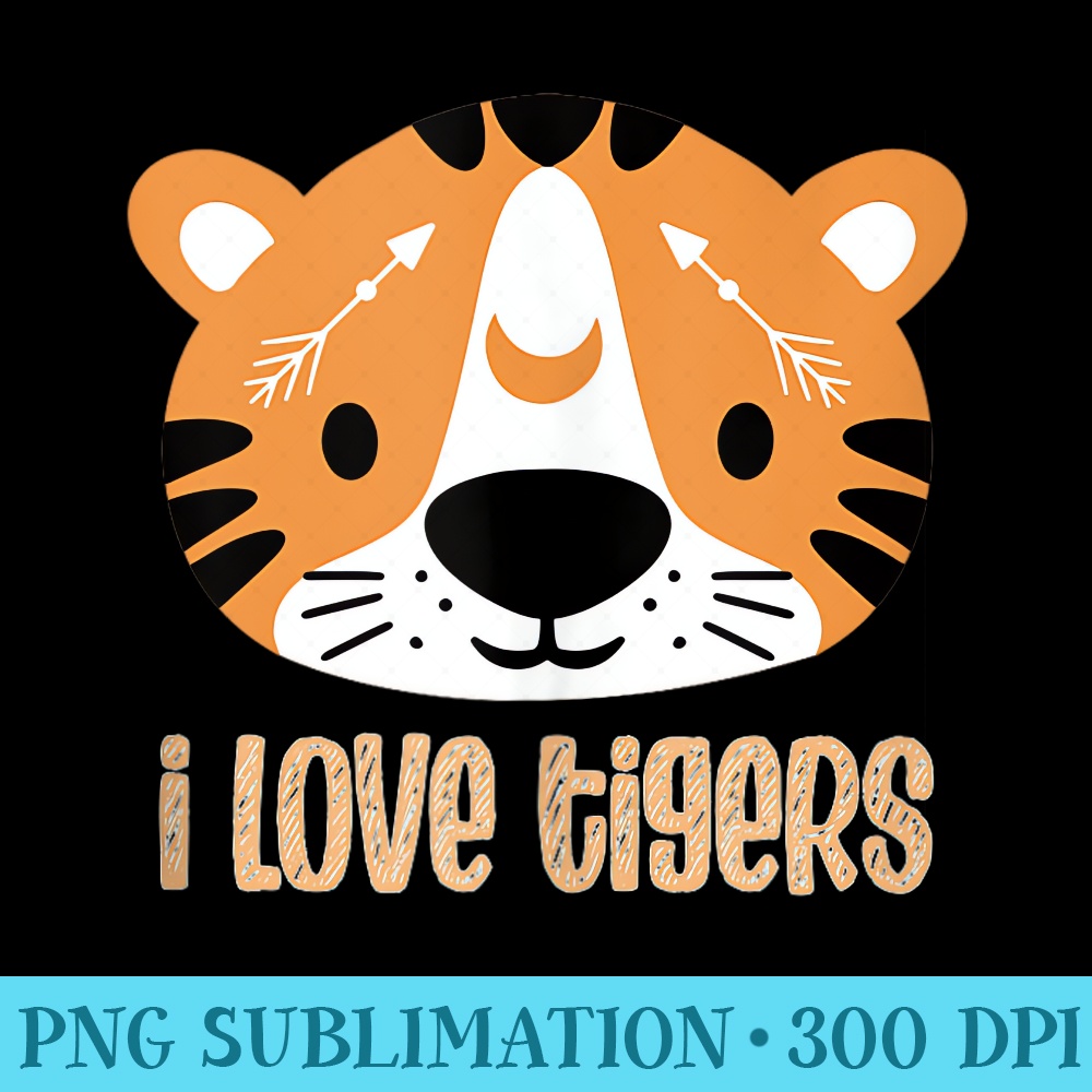 I Love Tigers with Cartoon Kawaii Tiger - PNG Download Database - Bold & Eye-catching