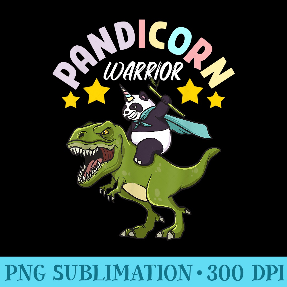 Cartoon Kawaii Pandicorn Warrior Panda Bear Dinosaur - Sublimation backgrounds PNG - Bold & Eye-catching