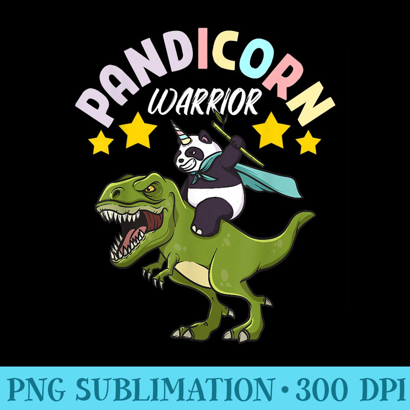 Cartoon Kawaii Pandicorn Warrior Panda Bear Dinosaur - Sublimation backgrounds PNG - Bold & Eye-catching