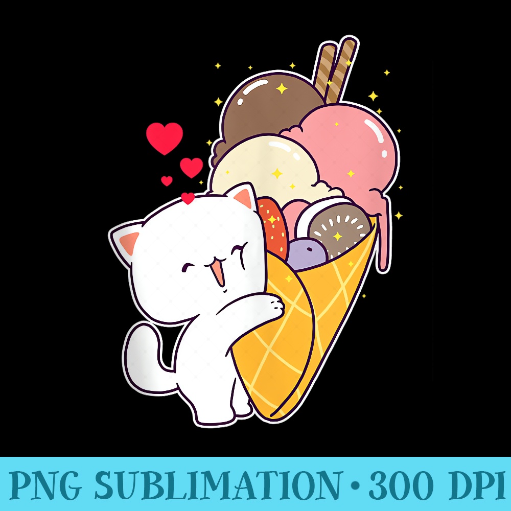 Kawaii Kitty Ice Cream - PNG Download Source - Create with Confidence