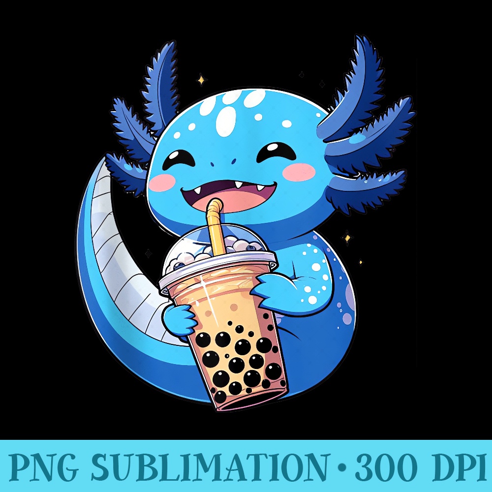 Axolotl Anime Bubble Boba Tea Japanese Cute Kawaii Axolotl - Modern PNG designs - Versatile And Customizable Designs