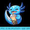 Axolotl Anime Bubble Boba Tea Japanese Cute Kawaii Axolotl - Modern PNG designs - Versatile And Customizable Designs