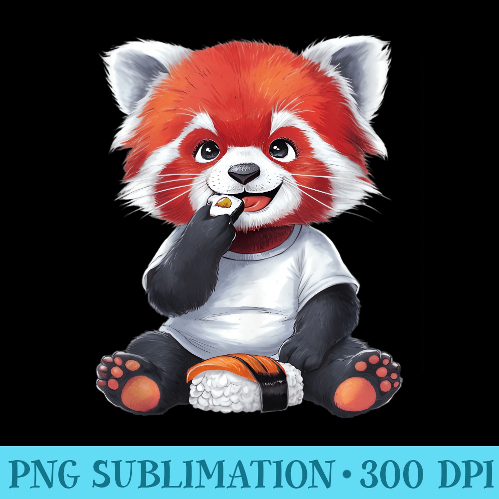red panda Sushi Kawaii anime - Sublimation printables PNG download - High Resolution And Print-Ready Designs