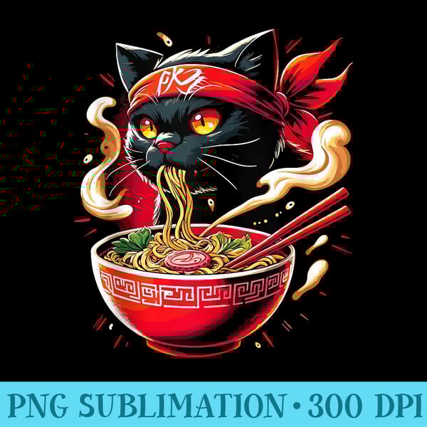 Cat Ramen Noodle Japanese Anime Manga Kawaii Cat - Shirt Vector Illustration - Unleash Your Creativity