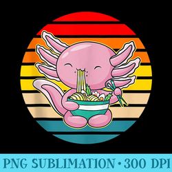 kawaii axolotl eating ramen noodles anime vintage girl ns - trendy png designs