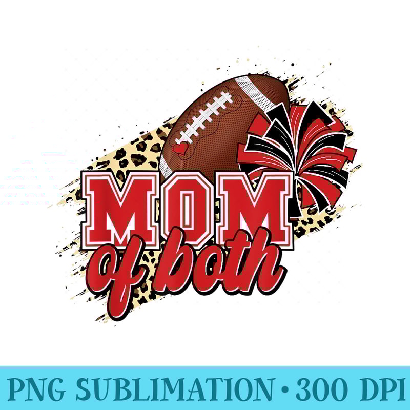 Mom Of Both Football And Cheer Leopard Red Black - Shirt Template Transparent - Defying the Norms