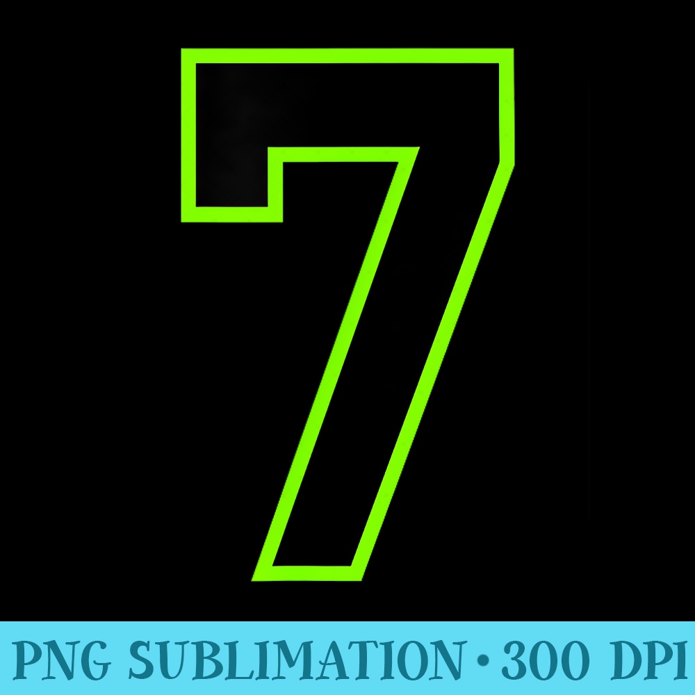 Number 7 Sports Jersey Green Black Favorite Lucky Number - Printable PNG Graphics - Instant Access To Downloadable Files