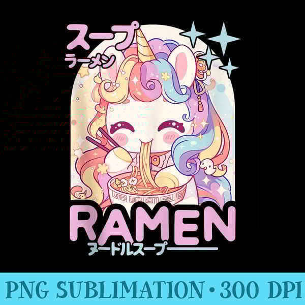 Unicorn Loving Ramen Kawaii Neko Unicorn Ramen - PNG Download Collection - Instantly Transform Your Sublimation Projects