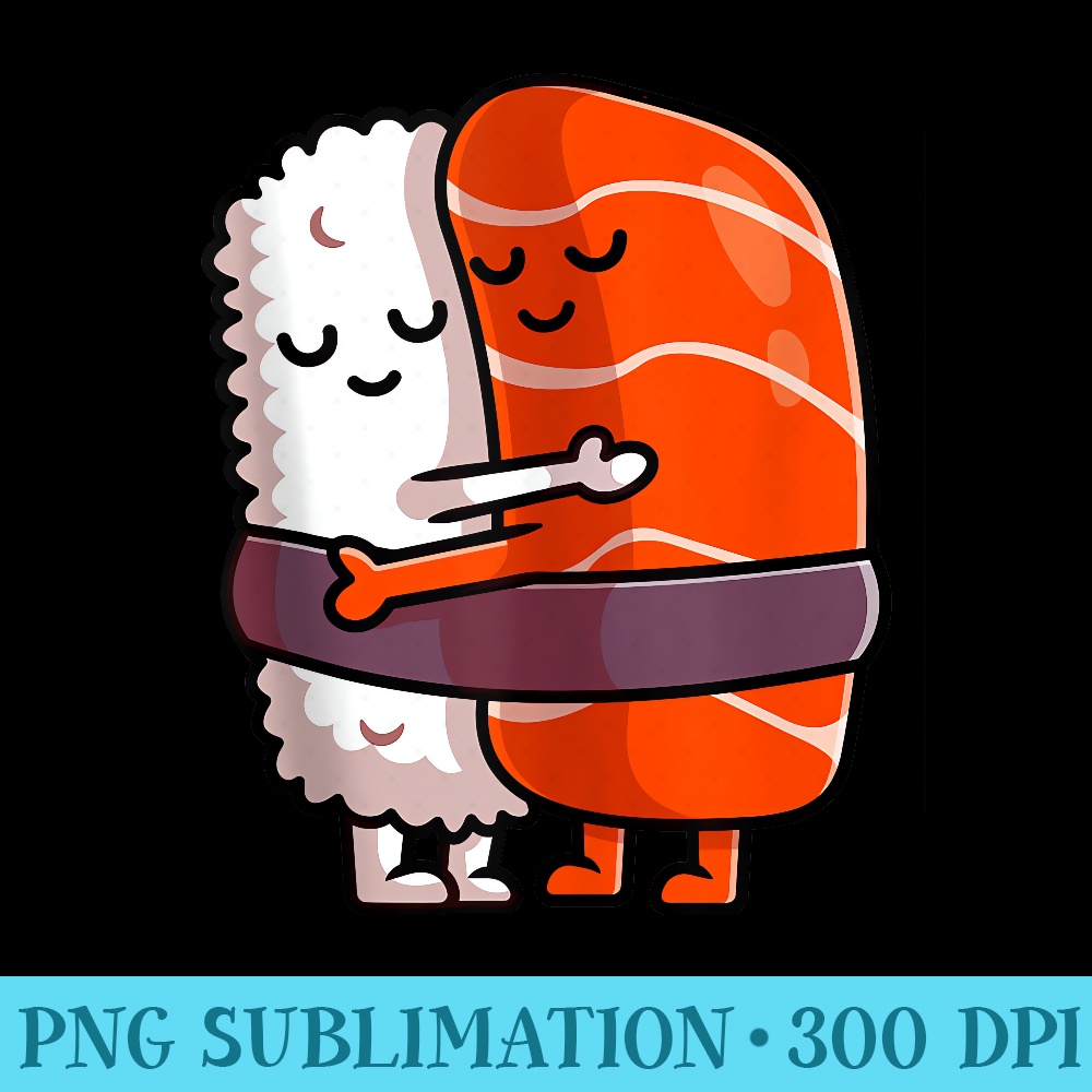 Sushi Hug Cute Japanese Food Sushi Couple Anime Sushi Lover - Shirt Vector Illustration - Stunning Sublimation Graphics