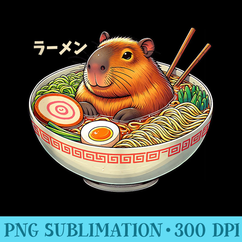 Capybara Ramen Kawaii Japanese Bowl Noodles Girls - Shirt Clipart Free PNG - Fashionable and Fearless