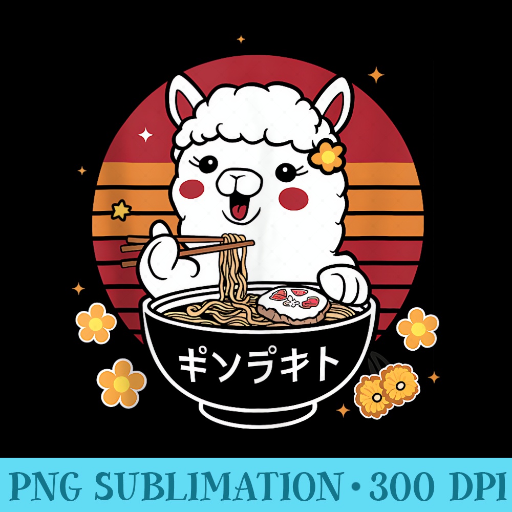 Alpaca Ramen Noodle Lover Kawaii Japanese Anime Foodie Retro - Unique Sublimation patterns - Limited Edition And Exclusive Designs