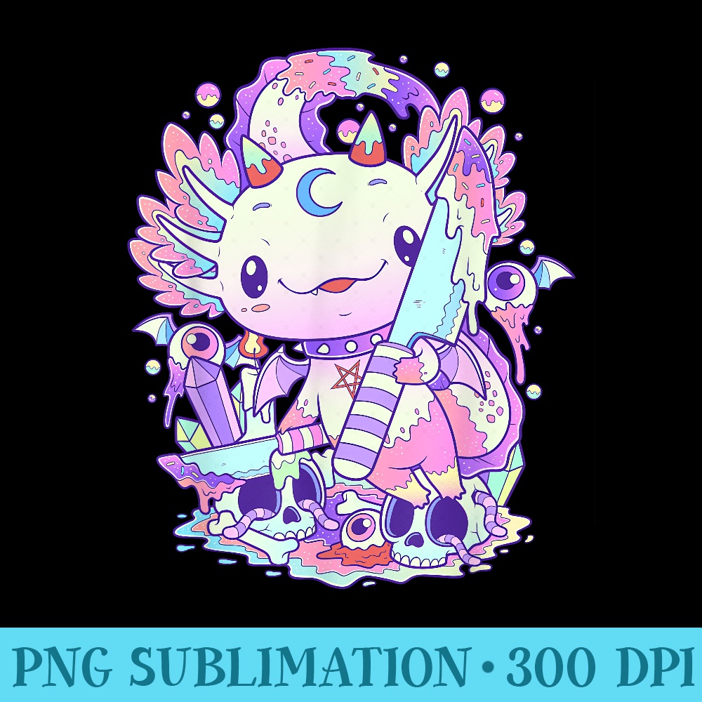 Kawaii Pastel Goth Cute and Creepy Axolotl Knife - PNG Download Source - Quick And Seamless Download Process