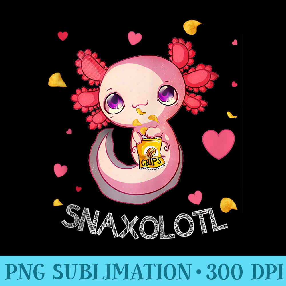 Snaxolotl Kawaii Axolotl Funny Food Lover Amphibian Pet - PNG Graphics Download - High Resolution And Print-Ready Designs