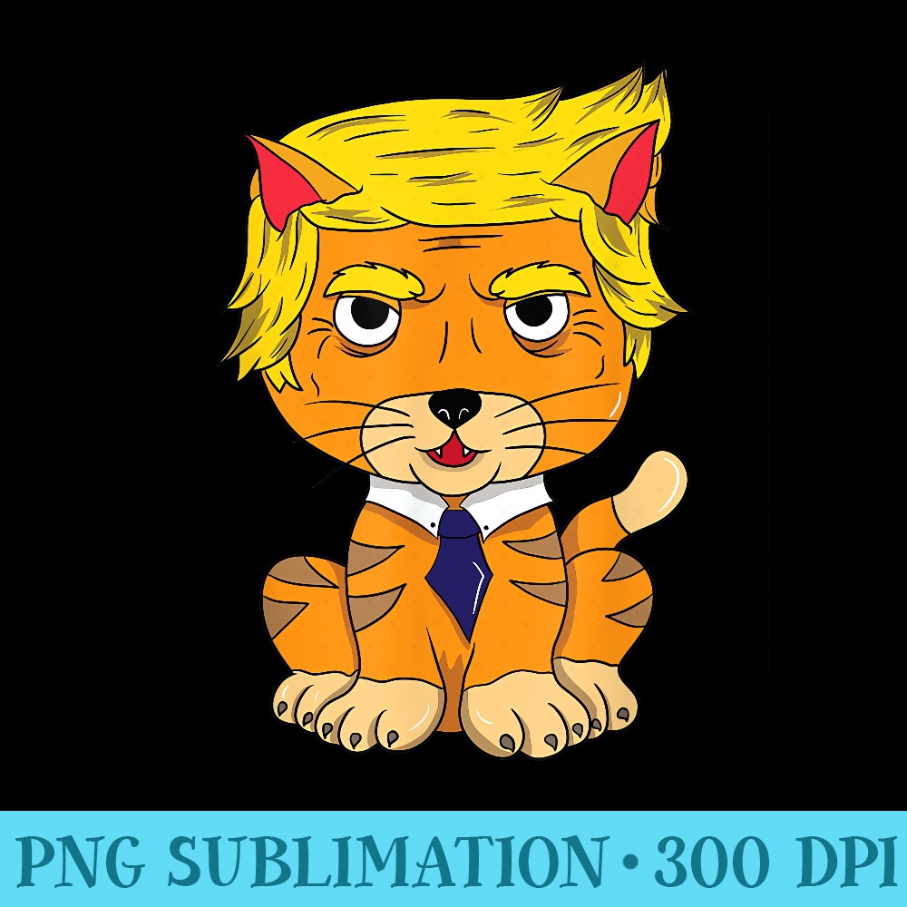 Funny Cat Lover cartoon caricature tshirt design with Trump - Sublimation graphics PNG - Perfect for Sublimation Art