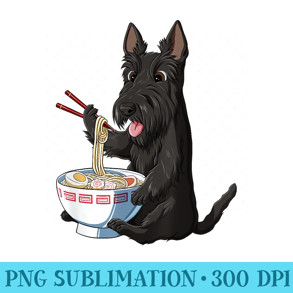 Funny Japanese Kawaii Ramen Scottie Dog Scottish Terrier - PNG Download High Quality - Transform Your Sublimation Creations