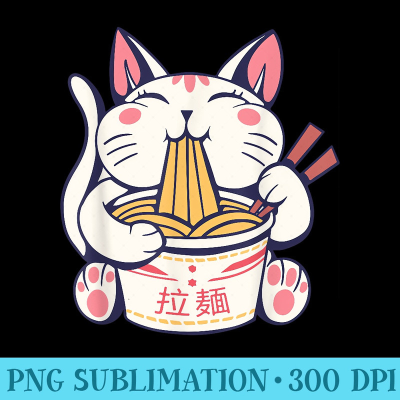 Anime Ramen Cat Japanese Noodles Asian Aesthetic Kawaii cat - PNG Download Icon - Bold & Eye-catching