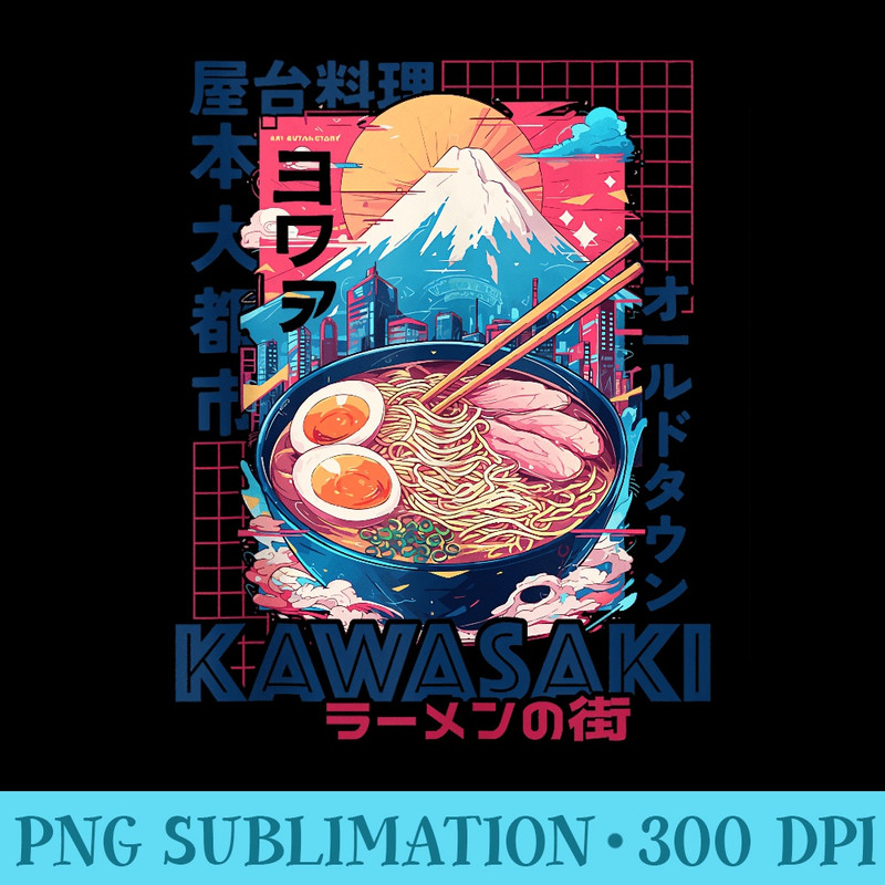 Kawasaki City 80s Synthwave Ramen Bowl of Japan - PNG Clipart Download - Quick And Seamless Download Process
