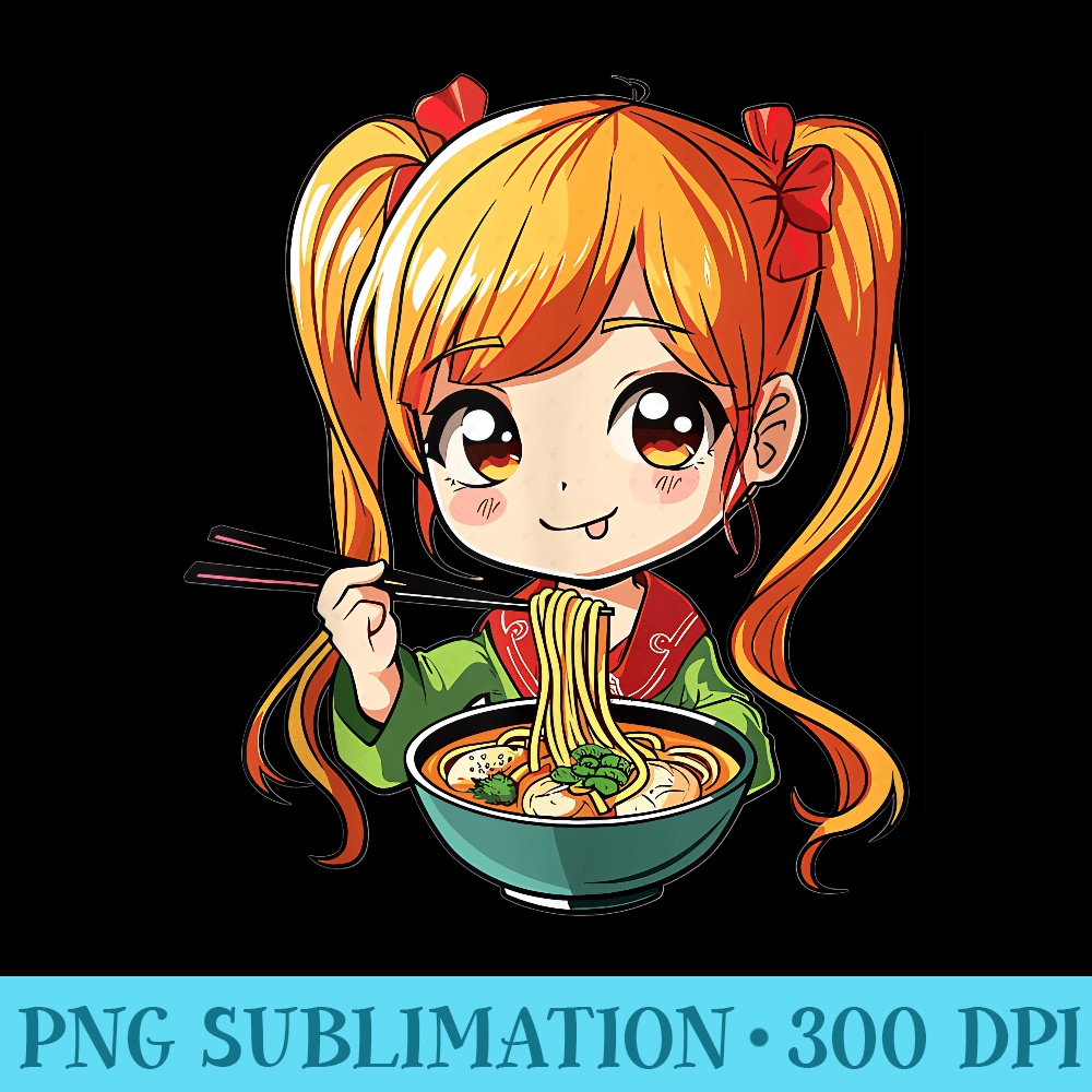 yAnime Girl eating Ramen Noodle Soup Anime Kawaii Graphic - PNG Picture Download - Eco Friendly And Sustainable Digital Products