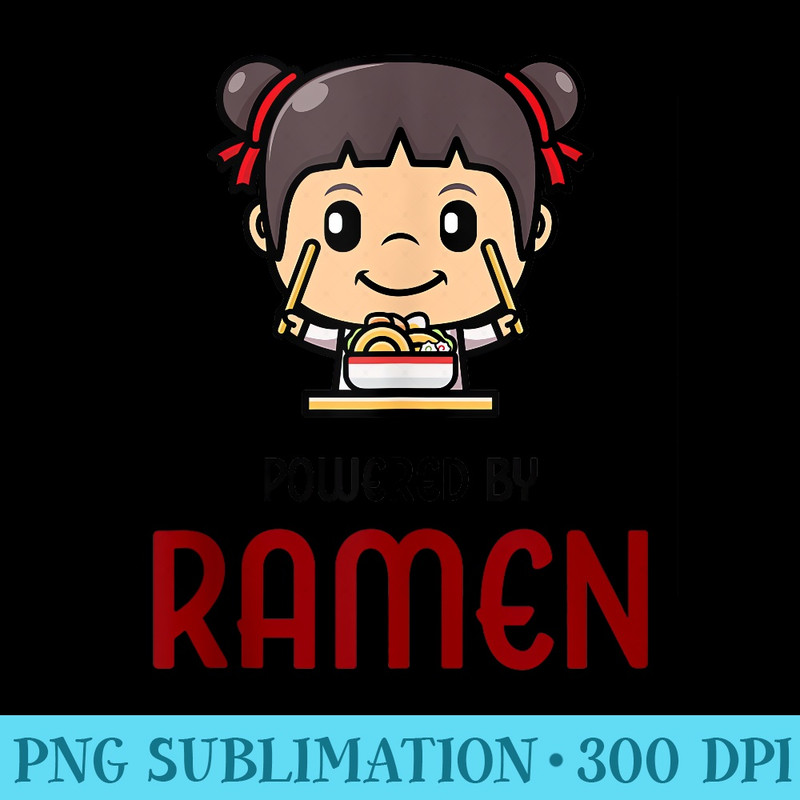 Powered By Ramen Funny Japanese Noodles Girl Food - PNG Download Illustration - Revolutionize Your Designs