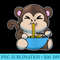 Monkey eats Ramen, Kawaii Style - Shirt Artwork Download - Unique And Exclusive Designs