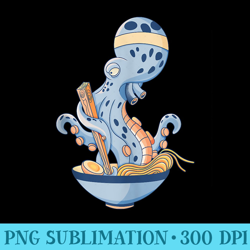Kawaii Japanese Octopus That Loves Ramen - PNG design assets - Lifetime Access To Purchased Files