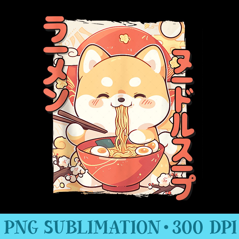 Shiba Inu Loving Ramen Kawaii Neko Shiba Inu Dog Ramen - Free PNG Download - Stunning Sublimation Graphics
